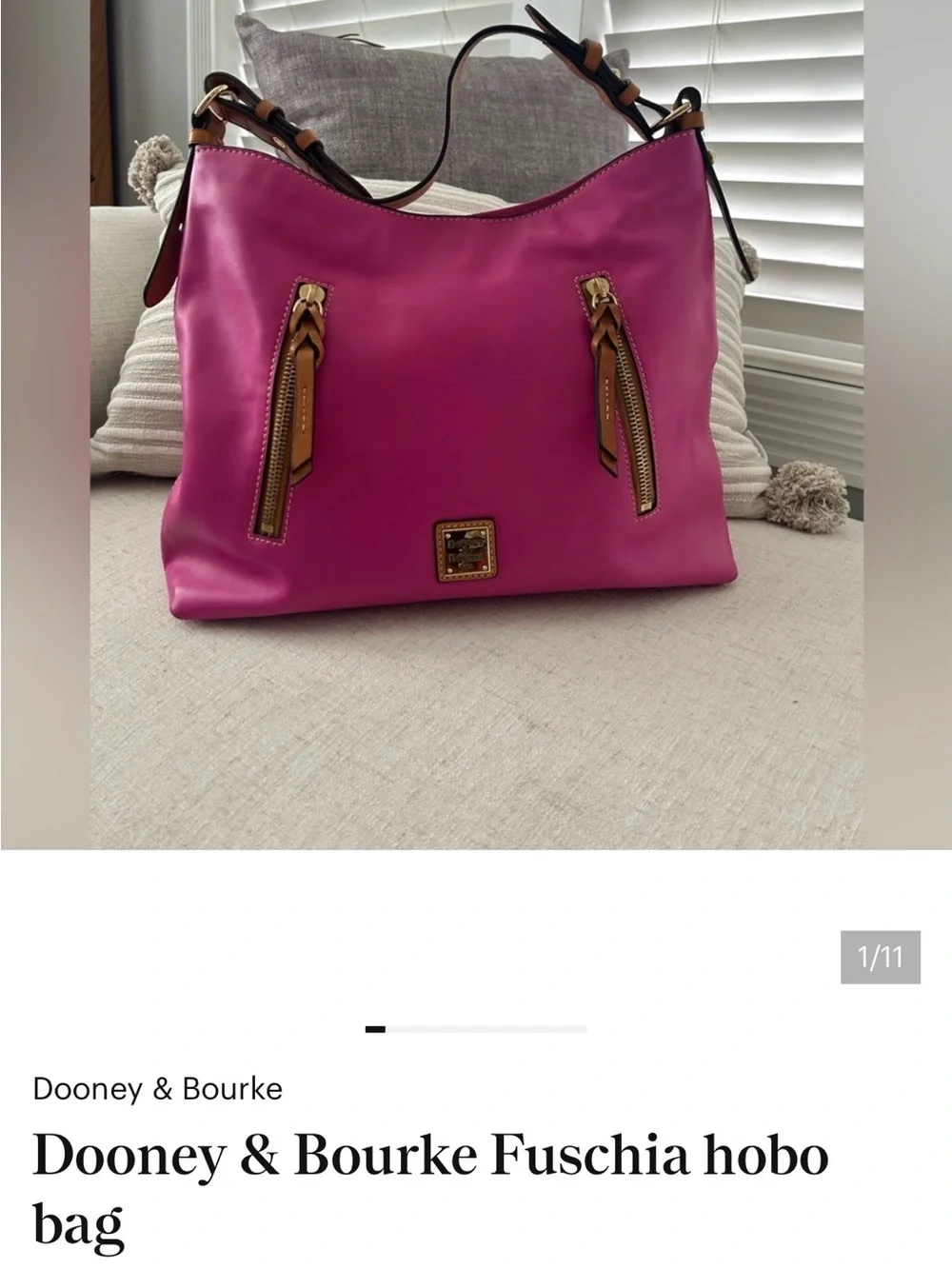 Dooney & Bourke Fuschia hobo bag - Picture 1 of 6